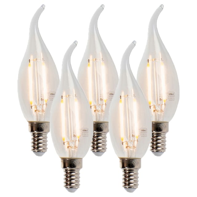 Luedd - Set Mit 5 Dimmbaren E14-led-kerzenlampen Mit Filamentspitze, 250 Lm, 2700 K