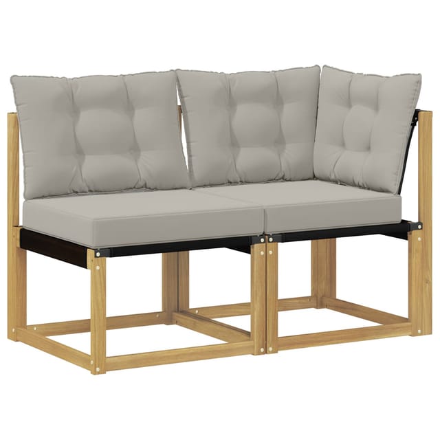 Outdoor Mittel- Und Ecksofa Mit Kissen 2 Stück Weiß Vidaxl