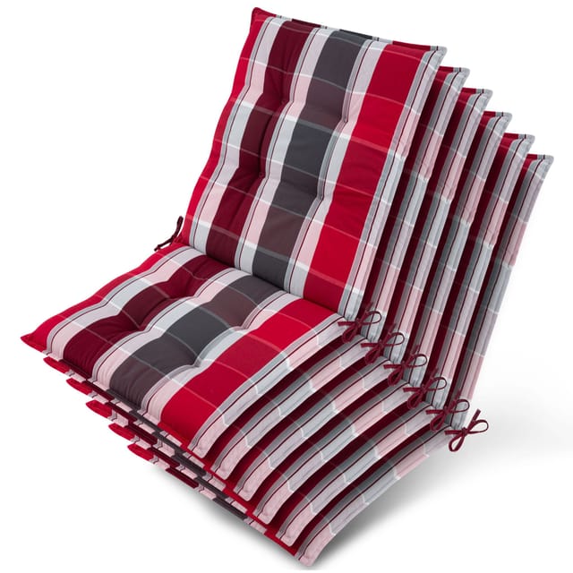 6x Niederlehner Sun-nl Auflage 105x50x8cm Rot-anthrazit-gestreift