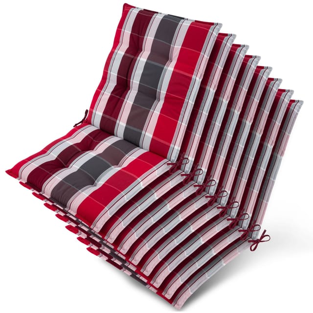 8x Niederlehner Sun-nl Auflage 105x50x8cm Rot-anthrazit-gestreift