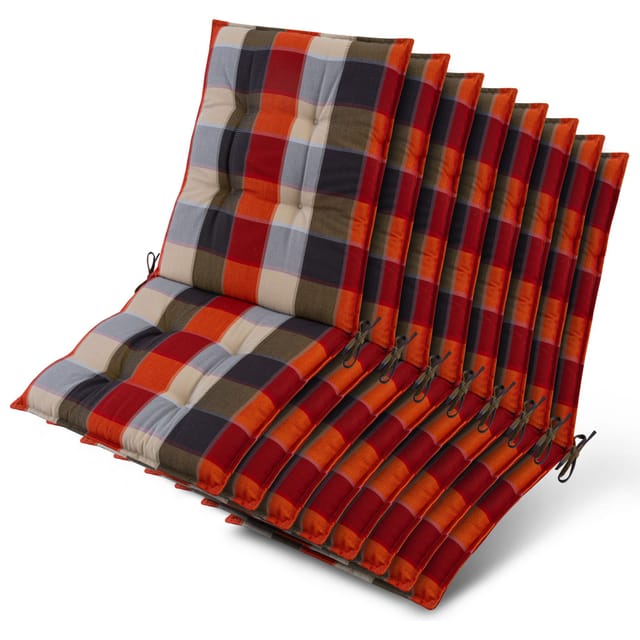 8x Niederlehner Sun-nl Auflage 105x50x8cm Orange-beige-kariert