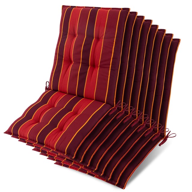 8x Niederlehner Sun-nl Auflage 105x50x8cm Rot-gestreift
