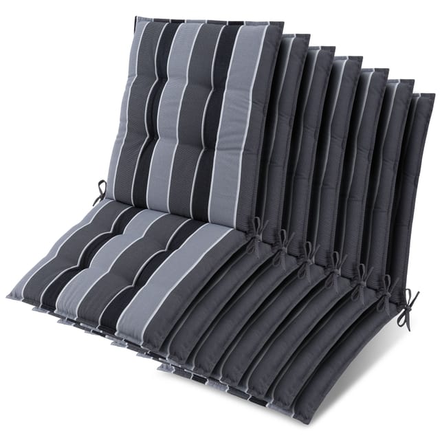 7x Niederlehner Sun-nl Auflage 100x50x8cm Anthrazit-gestreift
