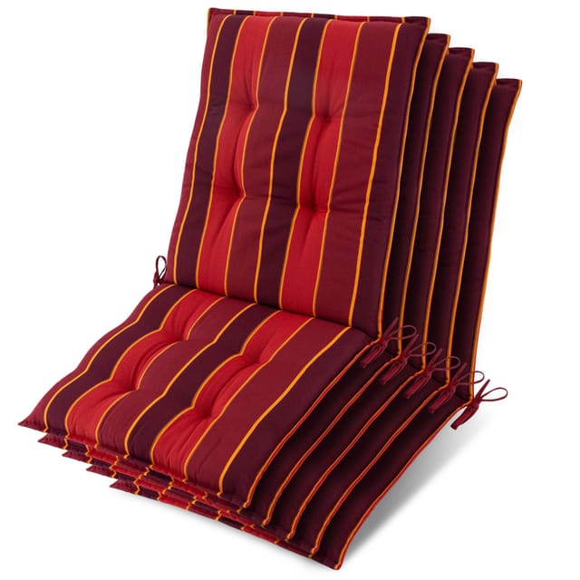 5x Niederlehner Sun-nl Auflage 105x50x8cm Rot-gestreift