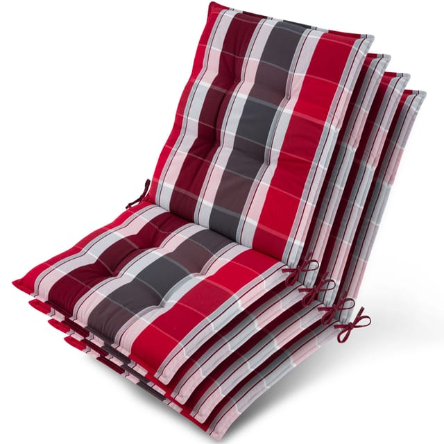 4x Niederlehner Auflage Sun-nl 100x50x8cm Rot-anthrazit-gestreift