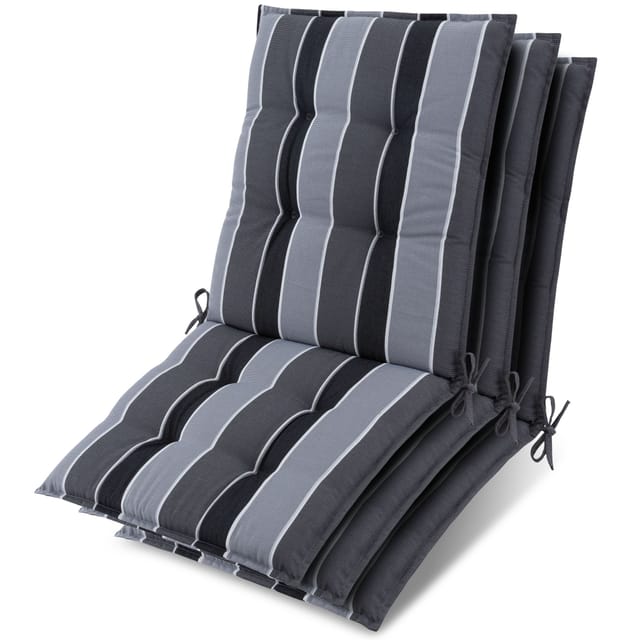 3x Niederlehner Sun-nl Auflage 100x50x8cm Anthrazit-gestreift