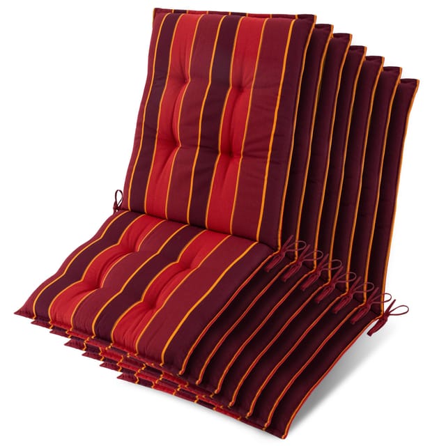 7x Niederlehner Sun-nl Auflage 100x50x8cm Rot-gestreift