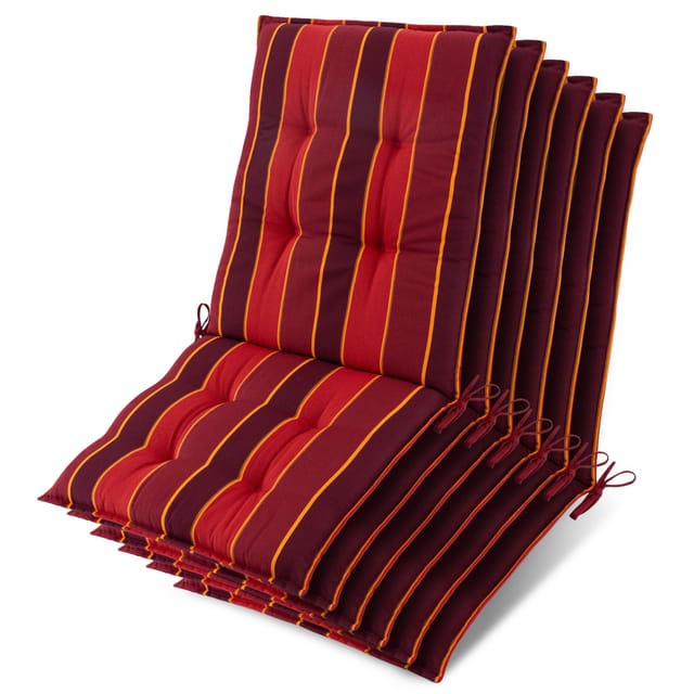 6x Niederlehner Sun-nl Auflage 105x50x8cm Rot-gestreift