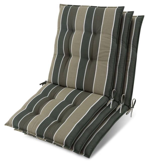 3x Niederlehner Sun-nl Auflage 100x50x8cm Grün-gestreift