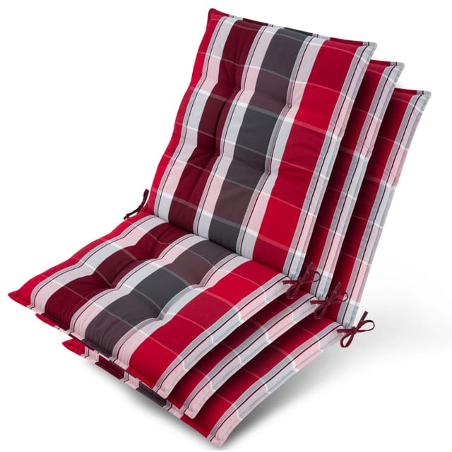 3x Niederlehner Sun-nl Auflage 100x50x8cm Rot-anthrazit-gestreift