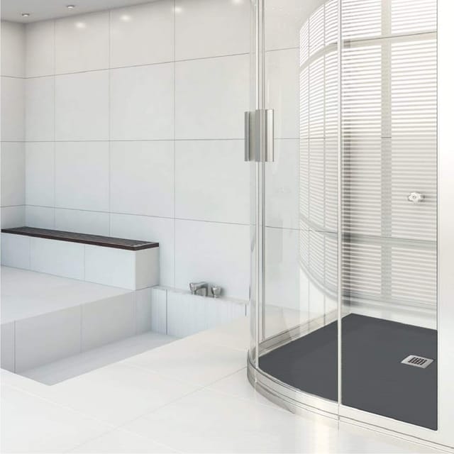 Mineralguss-duschwanne Madison Curve Schieferoptik Anthrazit 80x80 Cm