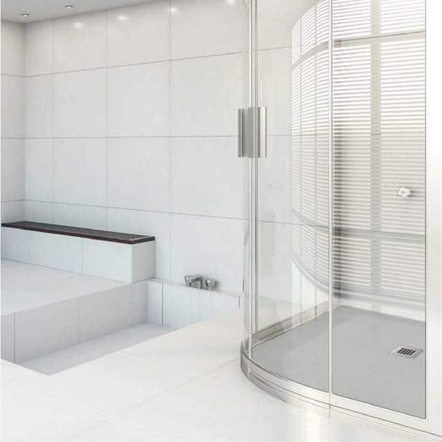 Mineralguss-duschwanne Madison Curve Schieferoptik Grau 80x80 Cm