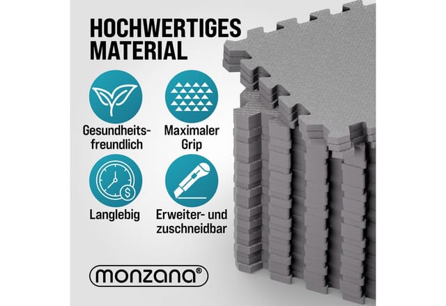 Monzana® Bodenschutzmatten Fitness & Pool Mit Randstücken 30 X 30 Cm 1,5 & 3 Qm Rutschfest Eva-schaumstoff Puzzlematte Trainingsmatten Fitnessgeräte 36 Stück