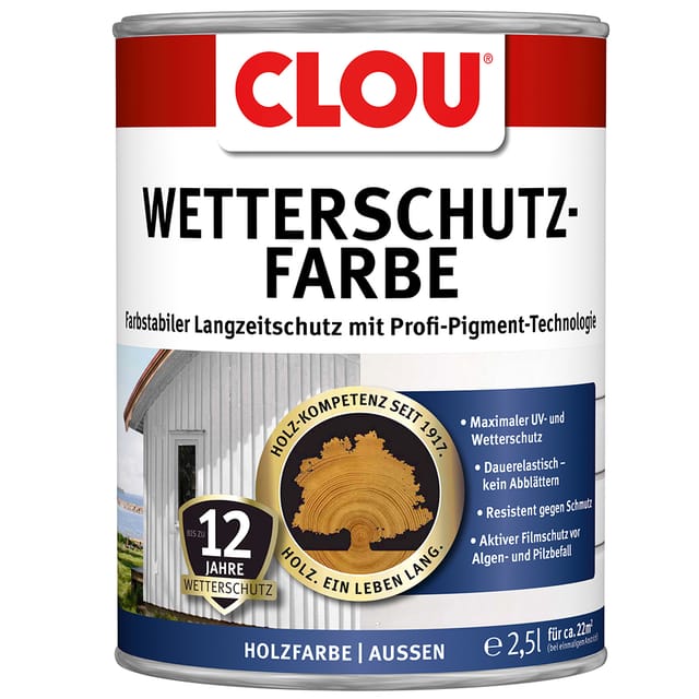 Wetterschutzfarbe 2,5 Ltr. Schwarz Holzschutzfarbe Für Aussen - Clou