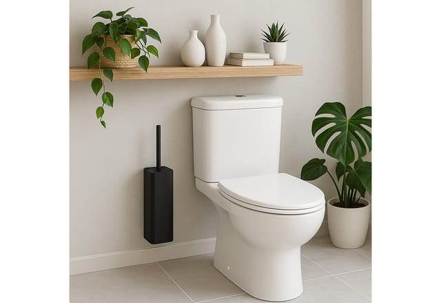 Relaxdays - Toilettenbürste Wandmontage, Zum Kleben, Hxbxt: 36,5 X 9,5 X 10,5 Cm, Wc-reinigungsbürste Mit Halter, Schwarz