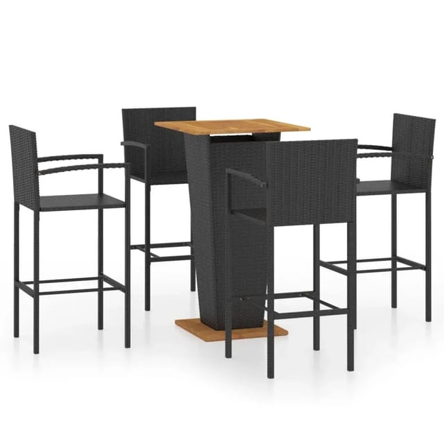 vidaXL 5-tlg Gartenbar-Set Schwarz Modell 1