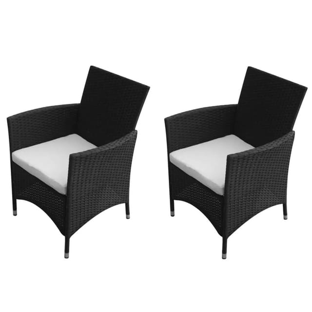 vidaXL Gartenstühle 2 Stk Poly Rattan Schwarz 43132