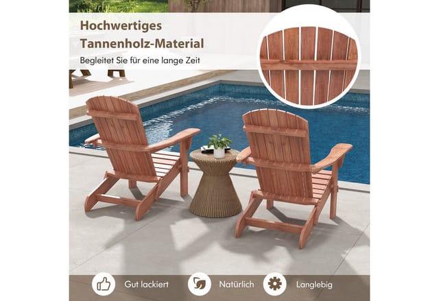 Costway Adirondack Stuhl Klappbar Holz Hohe Rückenlehne