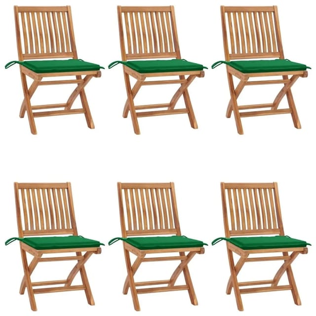 vidaXL Klappbare Gartenstühle mit Kissen 6 Stk Massivholz Teak 3072839