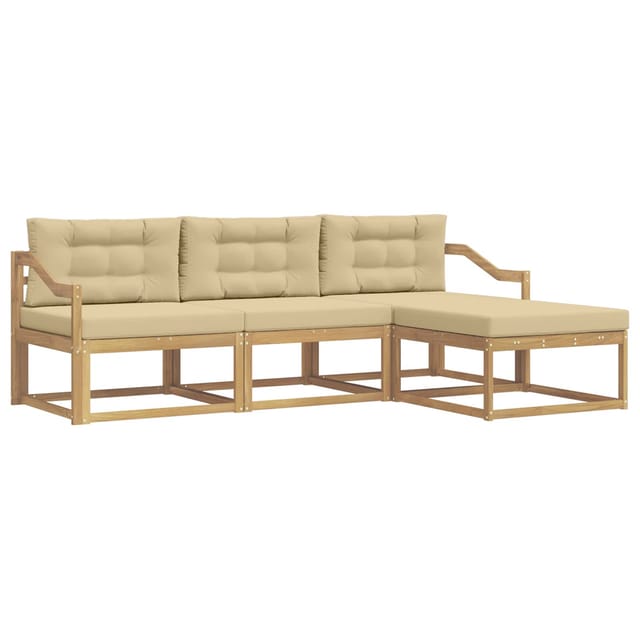vidaXL Outdoor-Sofagarnitur mit Kissen 4-Tlg Weiß und Beige Polyester 3386287