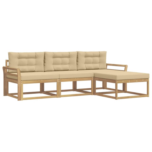 vidaXL Outdoor-Sofagarnitur mit Kissen 4-Tlg Weiß und Beige Polyester 3386272