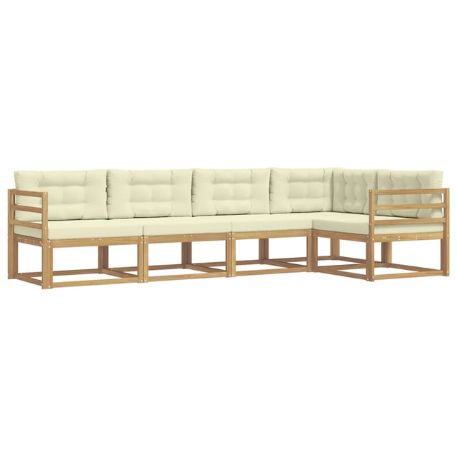 vidaXL Outdoor-Sofagarnitur mit Kissen 4-Tlg Weiß und Creme Polyester 3386429