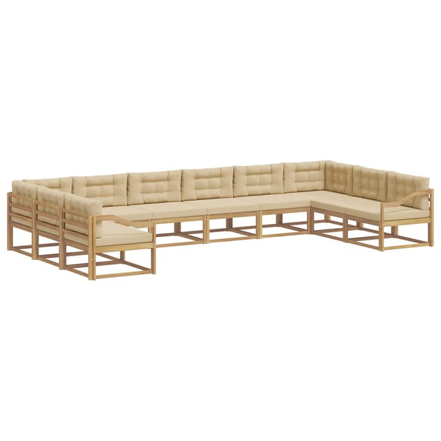 vidaXL Outdoor-Sofagarnitur mit Kissen 10-Tlg Weiß und Beige 3387122