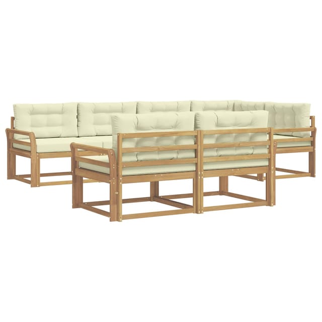 vidaXL Outdoor-Sofagarnitur mit Kissen 6-Tlg Weiß und Creme Polyester 3386584
