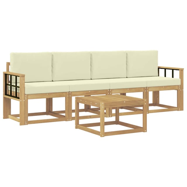 vidaXL Outdoor-Sofagarnitur mit Kissen 5-Tlg Weiß und Creme 3387219