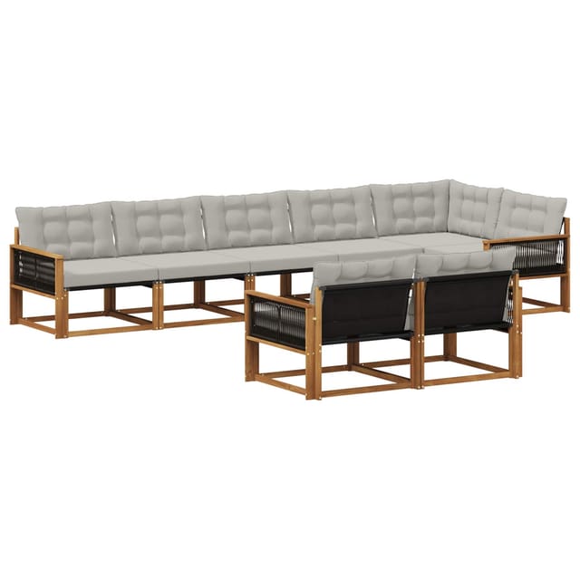 vidaXL Outdoor-Sofagarnitur mit Kissen 8 Stk Natur und Hellgrau 3381503
