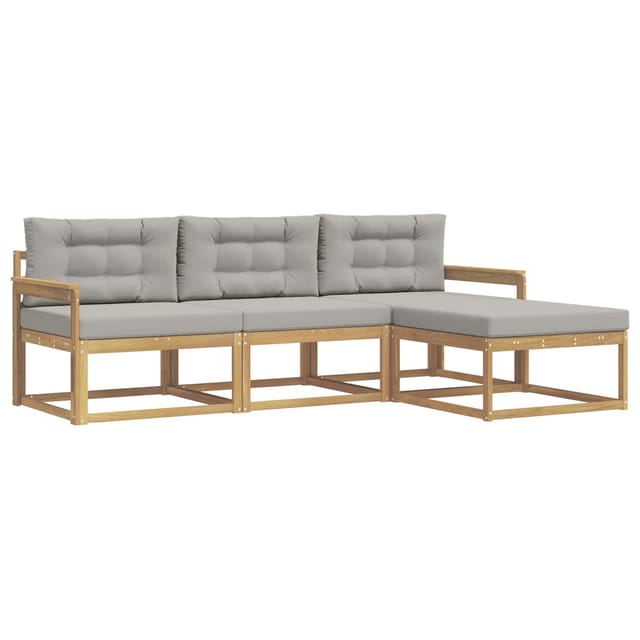 vidaXL Outdoor-Sofagarnitur 4-Tlg Weiß und Hellgrau Polyester 3386260
