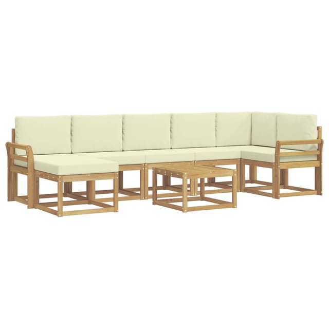vidaXL Outdoor-Sofagarnitur mit Kissen 8-Tlg Weiß und Creme Polyester 3387979