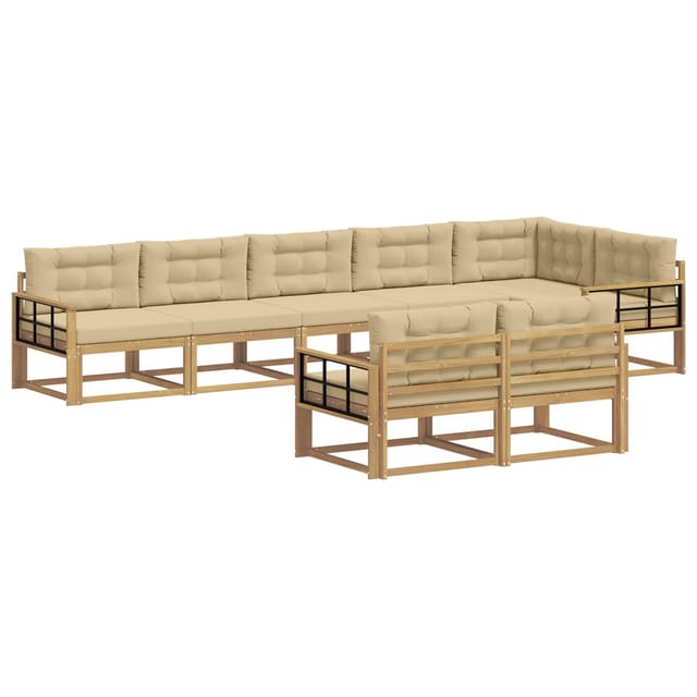 vidaXL Outdoor-Sofagarnitur mit Kissen 6-Tlg Weiß und Beige Polyester 3386632