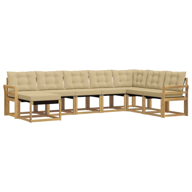 vidaXL Outdoor-Sofagarnitur mit Kissen 8-Tlg Weiß und Beige 3389767