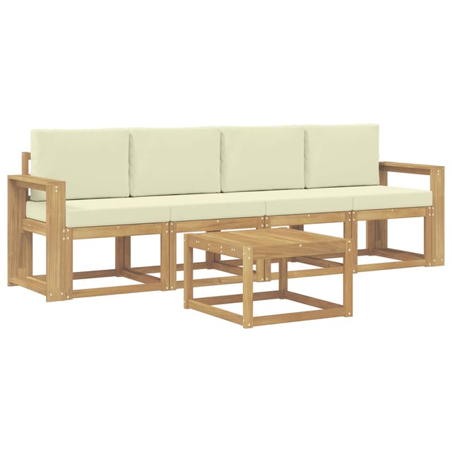 vidaXL Outdoor-Sofagarnitur mit Kissen 5-Tlg Weiß und Creme 3387214