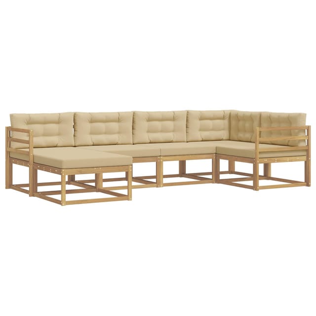 vidaXL Outdoor-Sofagarnitur mit Kissen 5-Tlg Weiß und Beige Polyester 3386677
