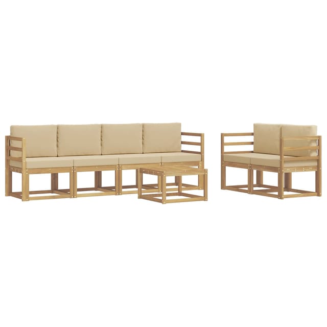 vidaXL Outdoor-Sofagarnitur mit Kissen 7-Tlg Weiß und Beige 3387267