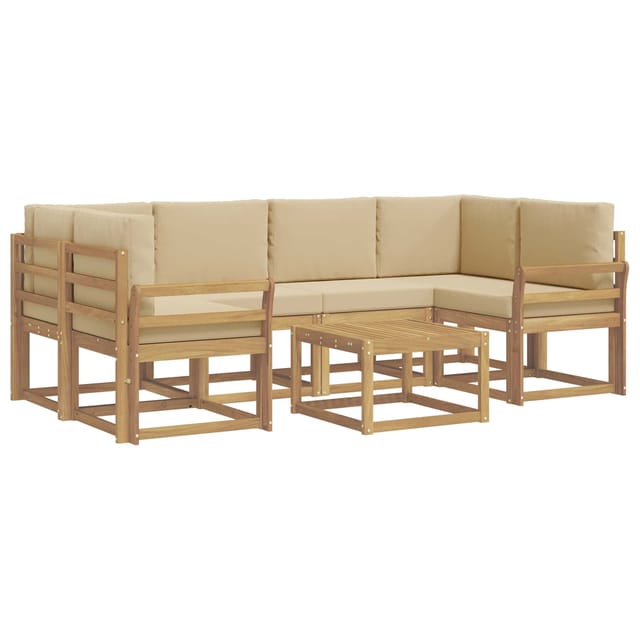 vidaXL Outdoor-Sofagarnitur mit Kissen 7-Tlg Weiß und Beige 3387317