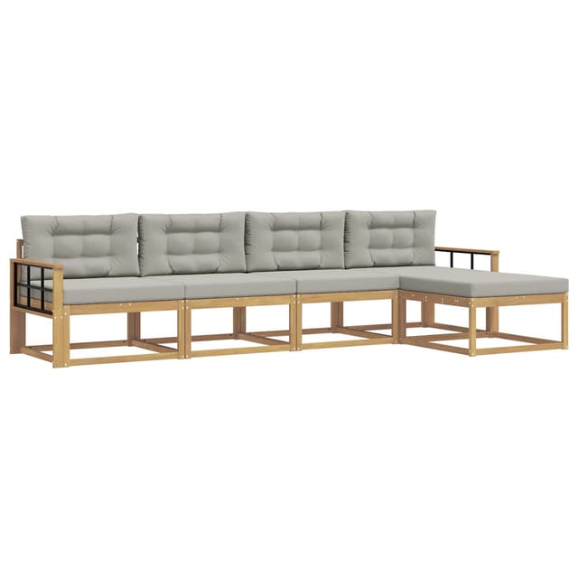 vidaXL Outdoor-Sofagarnitur 4-Tlg Weiß und Hellgrau Polyester 3386315