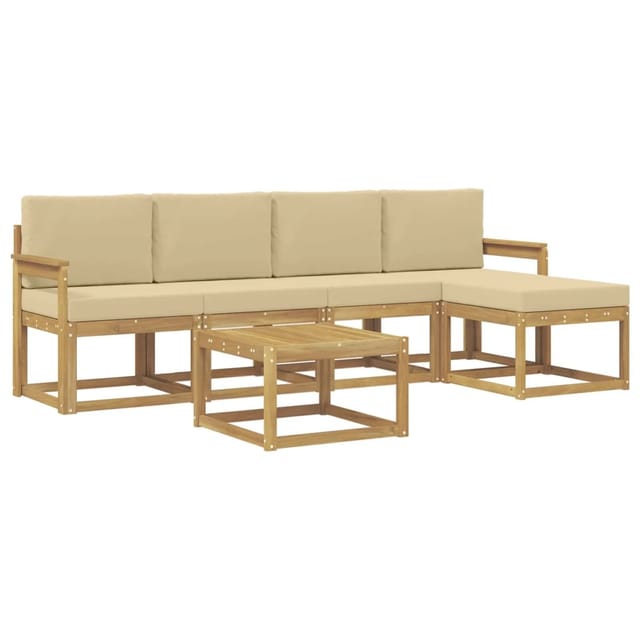 vidaXL Outdoor-Sofagarnitur mit Kissen 6-Tlg Weiß und Beige 3387517