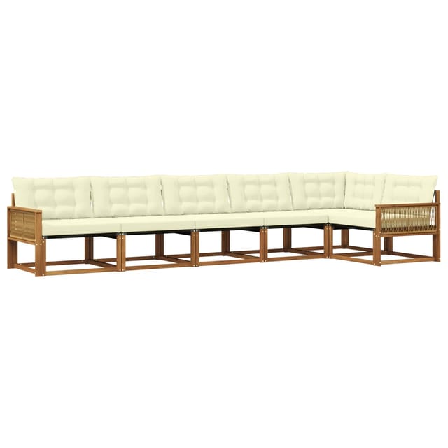 vidaXL Outdoor-Sofagarnitur mit Kissen 6 Stk Natur und Creme 3381458