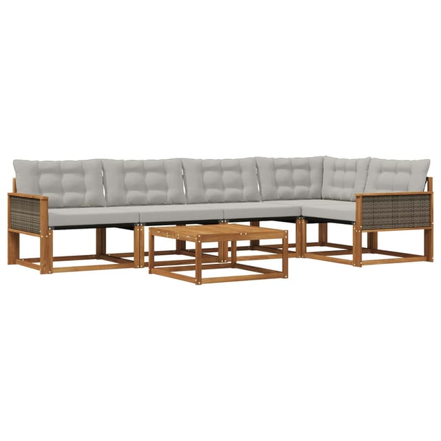 vidaXL Outdoor-Sofagarnitur mit Kissen 6 Stk Natur und Hellgrau 3381435