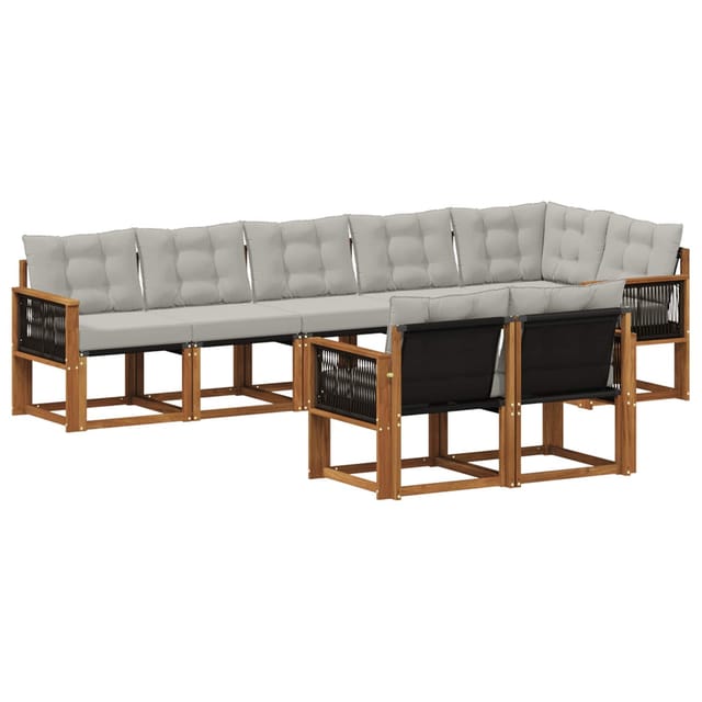 vidaXL Outdoor-Sofagarnitur mit Kissen 8 Stk Natur und Hellgrau 3382031