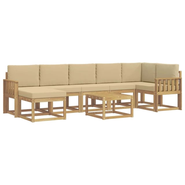 vidaXL Outdoor-Sofagarnitur mit Kissen 8-Tlg Weiß und Beige Polyester 3387977