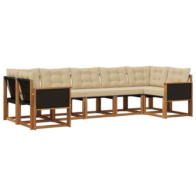 vidaXL Outdoor-Sofagarnitur mit Kissen 7 Stk Natur und Beige 3382185