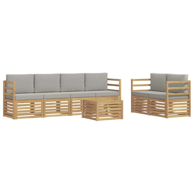 vidaXL Outdoor-Sofagarnitur 7-Tlg Weiß und Hellgrau Polyester 3391416