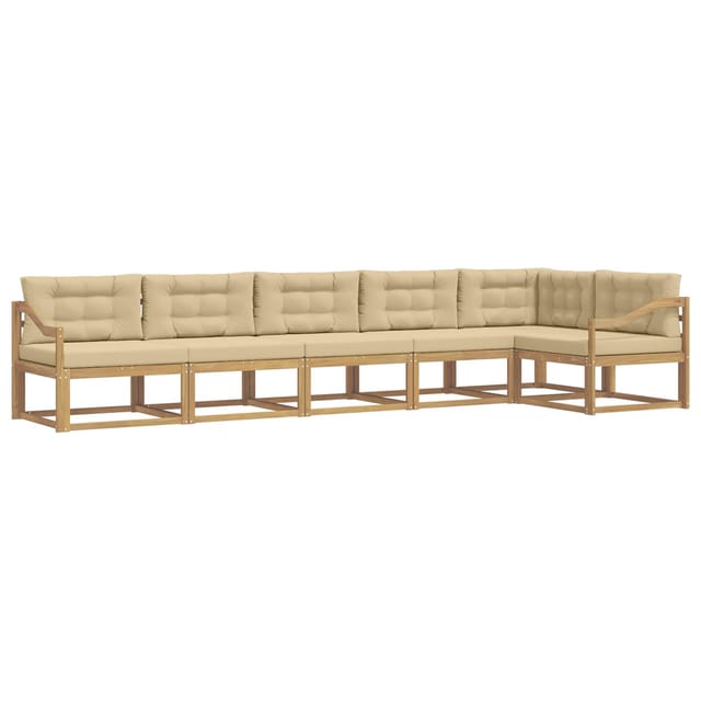 vidaXL Outdoor-Sofagarnitur mit Kissen 4-Tlg Weiß und Beige Polyester 3386532