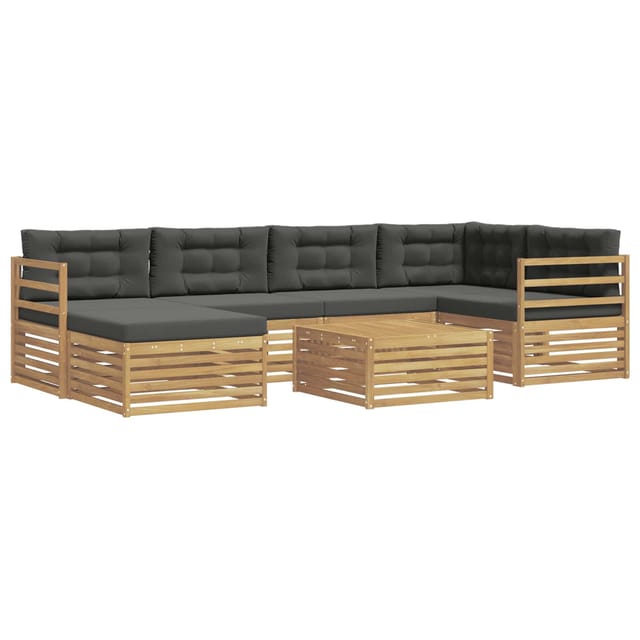 vidaXL Outdoor-Sofagarnitur mit Kissen 7-Tlg Weiß und Anthrazit 3390787