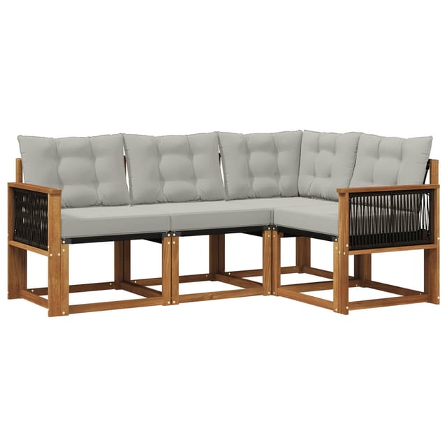 vidaXL Outdoor-Sofagarnitur mit Kissen 4 Stk Natur und Hellgrau 3381919