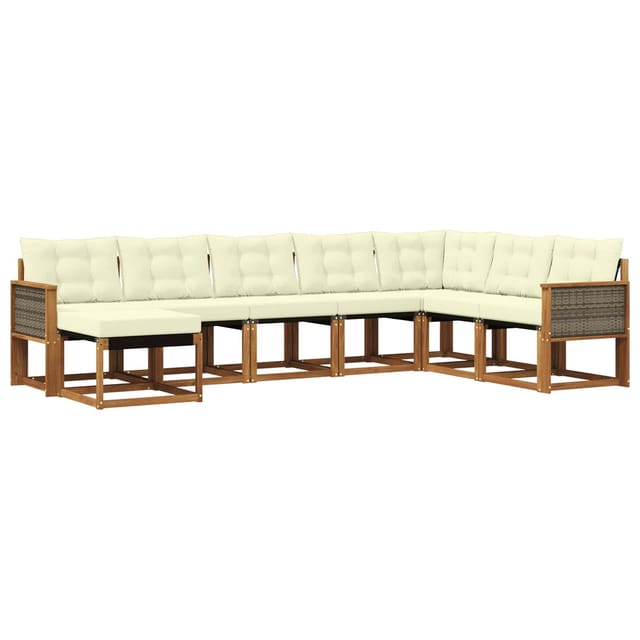 vidaXL Outdoor-Sofagarnitur mit Kissen 8 Stk Natur und Creme 3382138